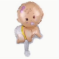 Balon din Folie Metalizata, Vafy, Mini Figurina, Model Bebelus Fetita, Tematica Gender Reveal, 45x25 cm, Ambalaj Individual, Pai Inclus, Umflare cu Aer sau Heliu, Multicolor