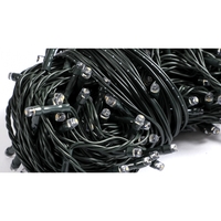 Instalatie Craciun liniara, cu transformator, 20 m, Alb Cald, 200 LED-uri V5, 8 jocuri de lumini, fir verde, Vafy