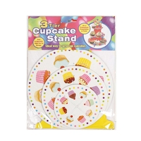 Suport Prajituri, Vafy, 3 Etaje, Design de Petrecere, pentru Prajituri, Candy Bar, din Carton, Galben/Multicolor