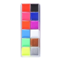 Paleta de Vopsea pentru Fata si Corp, Flippy, 12 Culori, Vopsea pe Baza de Ulei, 5.7 x 16 x 1 cm, Multicolor