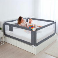 Bariera de siguranta pentru pat, protectie copii, 196 cm, reglabila pe inaltime 75-95 cm, gri