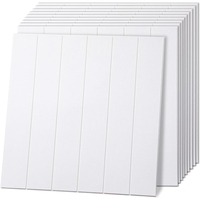 Set 10 Placi Tapet 3D, Flippy, 70 x 70 cm, Grosime 3 mm, din Rasina, Tip Placi de Lemn, Suprafata Acoperita 4.9 mp, Alb