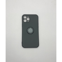 Husa protectie Vafy compatibila cu Apple iPhone 12 Pro Max Liquid Silicone Ring cu suport rotativ Negru