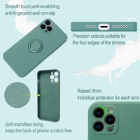 Husa protectie Vafy compatibila cu Huawei P40 Lite E Liquid Silicone Ring cu suport rotativ Verde