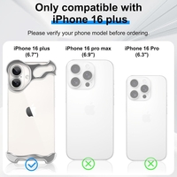 Husa Metalica Compatibila cu iPhone 16 Plus, Vafy, Protectie pentru Colturile Telefonului si Camera, Aliaj, Antisoc, Antizgariere, Argintiu