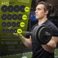 Set gantere si bara ajustabila 40 kg, 16 discuri, conector metalic cu spuma, negru