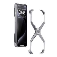 Husa Armor X Compatibila cu iPhone 15 Pro, Vafy, Aliaj de Aluminiu, Antisoc, Antizgarieturi, Impermeabila, Margini cu 2 Straturi, Aderent, Montare Usoara, Surubelnita Inclusa, Gri Metalizat