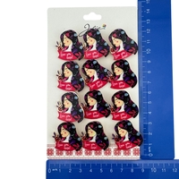 Set 12 Brose Martisor Primavara, Jolie, Model Fata, cu Mesaj Love You Nasa, Multicolor