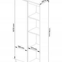 Dulap cu usa si 8 etajere, PAL laminat 16 mm, 80x35x180 cm, alb si stejar sonoma