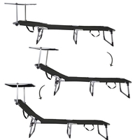 Sezlong pliabil cu parasolar, 188x57x38cm, sarcina 120kg, gri antracit