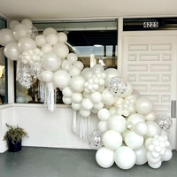 Set 10 Baloane din Latex, Flippy, Model Party, 30 cm, 5x Alb, 5x Transparent Confetti, 2.8 g
