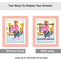 Rama Foto Flippy, cu Magnet, din Lemn, cu Spatiu Pentru Depozitare, Pentru Desene si Picturi A4, Sticla Securizata, Rama MDF, 21x30 cm, Roz