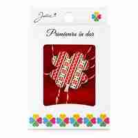 Martisor Brosa Mica in Cutie, Jolie, Model Trifoi Traditional, Metal, 2,5-3 cm, Multicolor