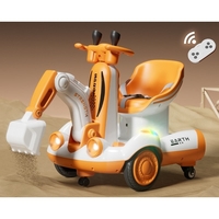 Excavator Electric, Flippy, pe 4 Roti Antiderapante, cu Telecomanda, Brat Controlat Electric, cu Telecomanda, +2 Ani, Galben