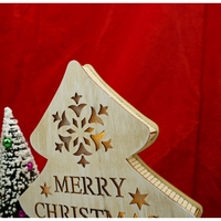 Decoratiune luminoasa, model de Brad cu inscriptie Marry Christmas, alb, lungime: 19 cm, latime: 3 cm, inaltime: 22 cm, lemn, interior/exterior