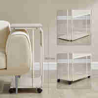 VASAGLE Masuta laterala laptop pe roti, 55x33x66 cm, stil industrial, crem