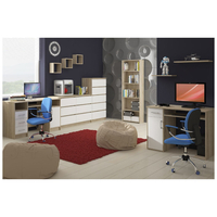 Birou computer cu 3 sertare si raft pentru tastatura, dreapta, 90x50x77 cm, stejar sonoma si alb