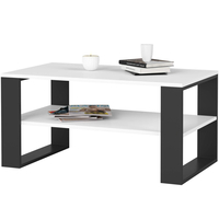 Masuta cafea ALEX cu raft inferior, PAL laminat, 92x53x45 cm, alb si negru