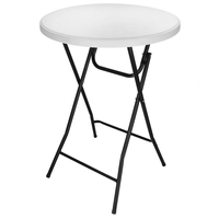 Masa catering profesionala pentru evenimente, inalta, cu picioare metal pliabile, rotunda, d 80 cm, h 110 cm, alb