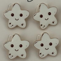 Set 12 Brose Martisor pentru Copii, Jolie, Model Stea care Zambeste, Alb