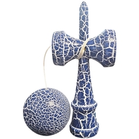 Kendama X Originala, Profesionala, Flippy, Cracked, din Lemn, 18 cm, Albastru/Alb
