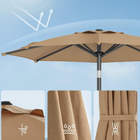 SONGMICS Umbrela de gradina 200 cm, inclinare dubla 30°, poliester UPF 50+, cadru metalic, maro taupe