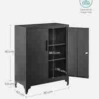 SONGMICS Dulap birou metalic cu 2 usi si sistem de inchidere, multifunctional cu rafturi reglabile, 40x80x90 cm, negru