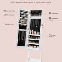 SONGMICS Oglinda de podea cu suport, din MDF, spatiu de depozitare, 41x37x152 cm, alb