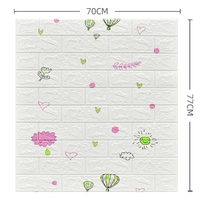 Set 10 Placi Tapet 3D, Flippy, 70 x 77 cm, Grosime 3 mm, din Polietilena, Tip Caramida, Model cu Baloane, Suprafata acoperita 5.3 mp, Alb