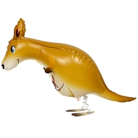Balon din Folie Metalizata, Vafy, Figurina Animata, Model Cangur, 102x34 cm, Ambalaj Individual, Pai Inclus, Umflare cu Aer sau Heliu, Maro
