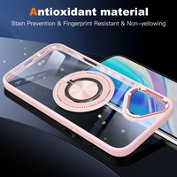 Husa de Protectie TPU, Vafy, pentru iPhone 16, Anticadere, cu Incarcare Wireless, Tehnologie Magsafe, Inel Magnetic Rotativ cu Functie de Suport, Transparent-Roz