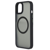 Husa MagSafe pentru Apple iPhone 11, Full Cover, Frosted Acrylic Color Big Hole, Magnetica, Incarcare Wireless, Vafy, Negru