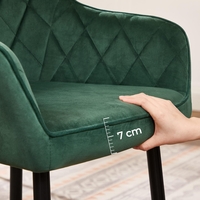 SONGMICS Scaun living tapitat din catifea cu cotiere, sarcina 110 kg, 63x60x85 cm, verde