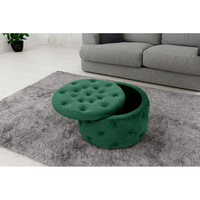 Taburet Alia cu spatiu depozitare, tapitat cu velur, 55x30 cm, verde