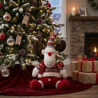 Ren De Plus Festiv, Flippy, Ren cu Nas Rosu si Pulover, Decoratiune De Craciun, Ornament De Pus Pe Polita Sau Sub Brad, 38 cm, Multicolor