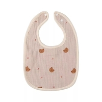 Baveta in Forma de U, Flippy, din Bumbac, pentru Copii 0-12 Luni, Rezistenta la Apa, cu Capse, Model cu Ursuleti, 21x30 cm, Bej