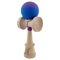 Kendama X Originala, Profesionala, Flippy, Rubber Grip, Cupe Mari KING SIZE V3, Gaura in Baza, Rulment Metalic, din lemn 18 cm, Ata 62/65 cm, Bicolor Mov/Albastru