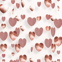 Banner cu Inimioare, Flippy, Tip Franjuri, 4 m, Rola de Ata Inclusa, Roz cu Sclipici