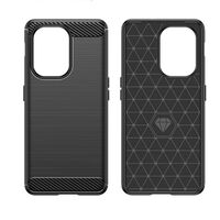 Husa Protectie pentru OnePlus Nord 3, Vafy, din Silicon TPU Moale, Textura Periat, Anti Cadere, cu Element Carbon, Negru