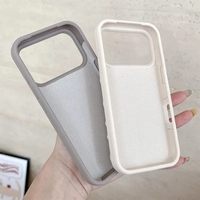 Husa cu Ventuze, Vafy, Compatibila iPhone 17, din Silicon, Interior Microfibra, Crem