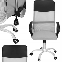 Scaun de birou ergonomic cu reglaj pe inaltime, material tip mesh si ecopiele, 58x60x117 cm, gri