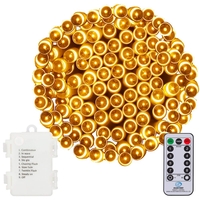 Instalatie lumini de exterior pentru gradina, 9 metri, 120 LED-uri, cu baterii, galben