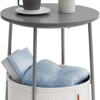 VASAGLE Masuta de cafea rotunda cu cos de stofa, stil modern, 45x50cm, gri