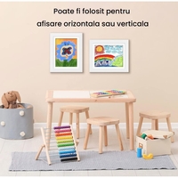Rama Foto Flippy, din Lemn, cu Spatiu Pentru Depozitare, Pentru Desene si Picturi A4, Sticla Securizata, Rama MDF, Alb