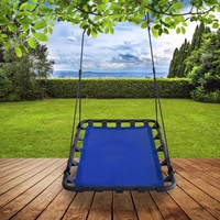 Leagan tip hamac 120x80 cm, cu rama metalica si prindere dubla, pentru gradina sau terasa, albastru