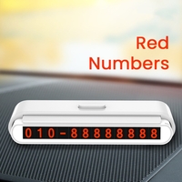Suport Numar de Telefon pentru Parcare Auto, Flippy, Suport pentru Numarul de telefon, Banda glisanta pentru Ascundere, Banda Adeziva Inclusa, 120 x 48 x 24 mm, Cifre Rosii, Gri deschis