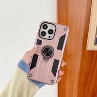 Husa protectie Vafy compatibila cu Apple iPhone 13 Defender Model 5 cu suport prindere inel,Roz Auriu