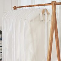 Set 5 Husa de Depozitare cu Fermoar, Flippy, pentru Haine, de Protectie, pentru Voiaj, Netesut, Rezistent la Praf, 60x140 cm, Transparent-Alb