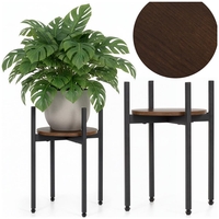 Suport metalic pentru floare, cu polita rotunda din MDF, 32x32x43 cm, negru
