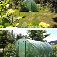 Sera de gradina, tip tunel cu cadru metalic, 250x400cm, 10mp, fereastra suplimentara spate